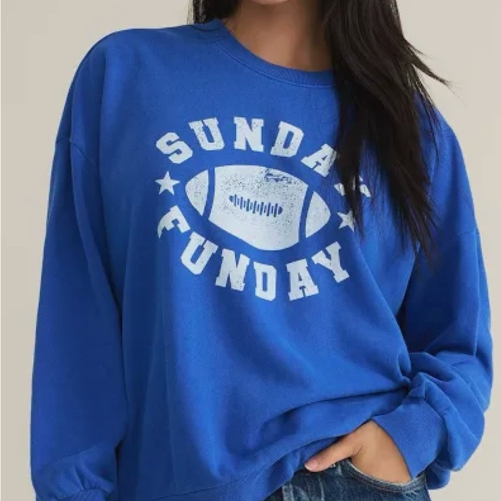 New Z Supply Sunday Funday Blue Graphic Sweatshirt Size XS